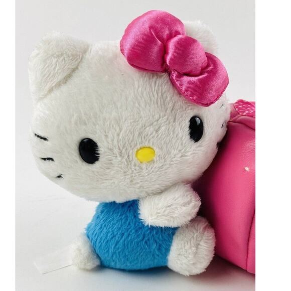 Halloween Hello Kitty 7" Holding Pink Pumpkin Plush Polka Dot Container Sitting - Picture 2 of 11